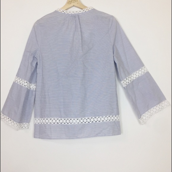 Peck & Peck Striped Print Crochet Trim Top Size XS - Picture 5 of 7